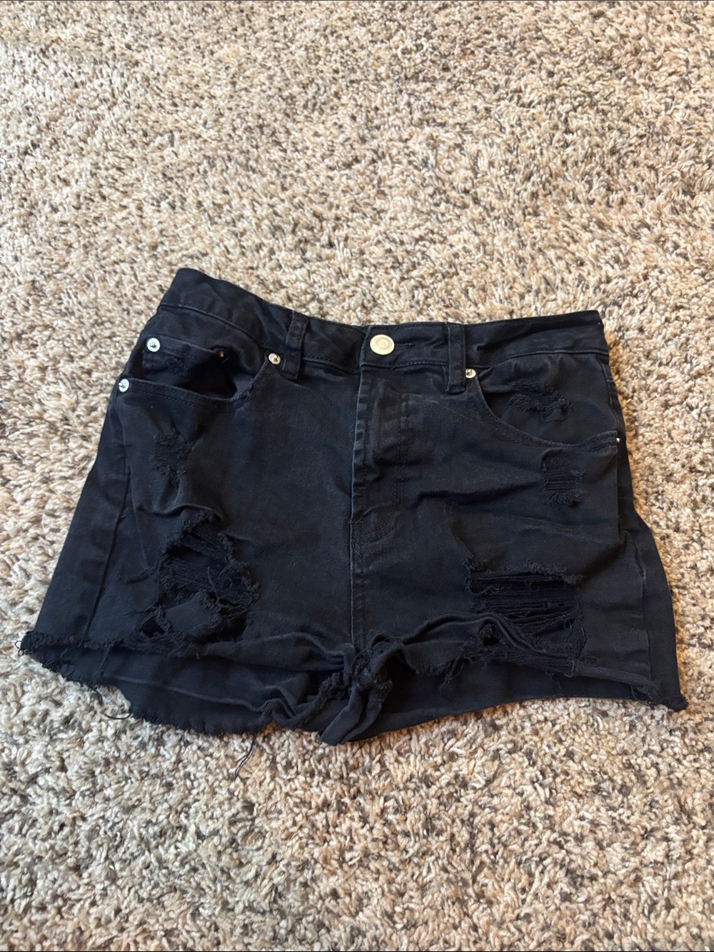 Rue21 Black Distressed Denim Shorts